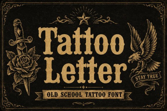 Tattoo Letter: Vintage Ink Font for Bold Branding