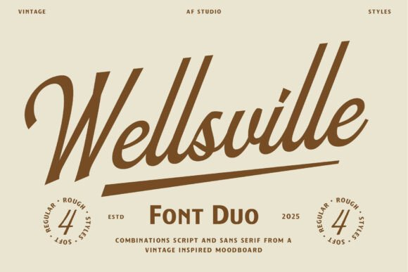Wellsville Duo: A Timeless Vintage Script and Sans-Serif Font